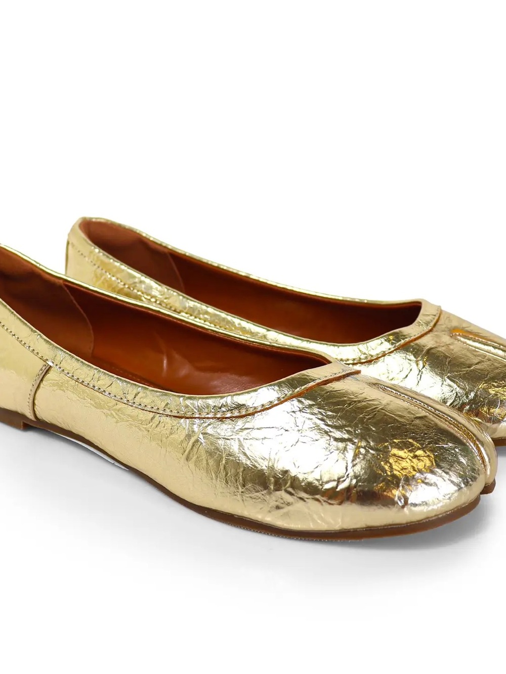 Gold Split Toe Ballet Flats | Tabi Inspired Metallic Avant Garde Shoes - Picture 6 of 6